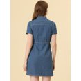 thumbnail image 4 of INSPIRE CHIC Robe d'Été Élégante en Denim pour Femme à Col, Manches Courtes, Bleu Pâle, S, 4 of 5