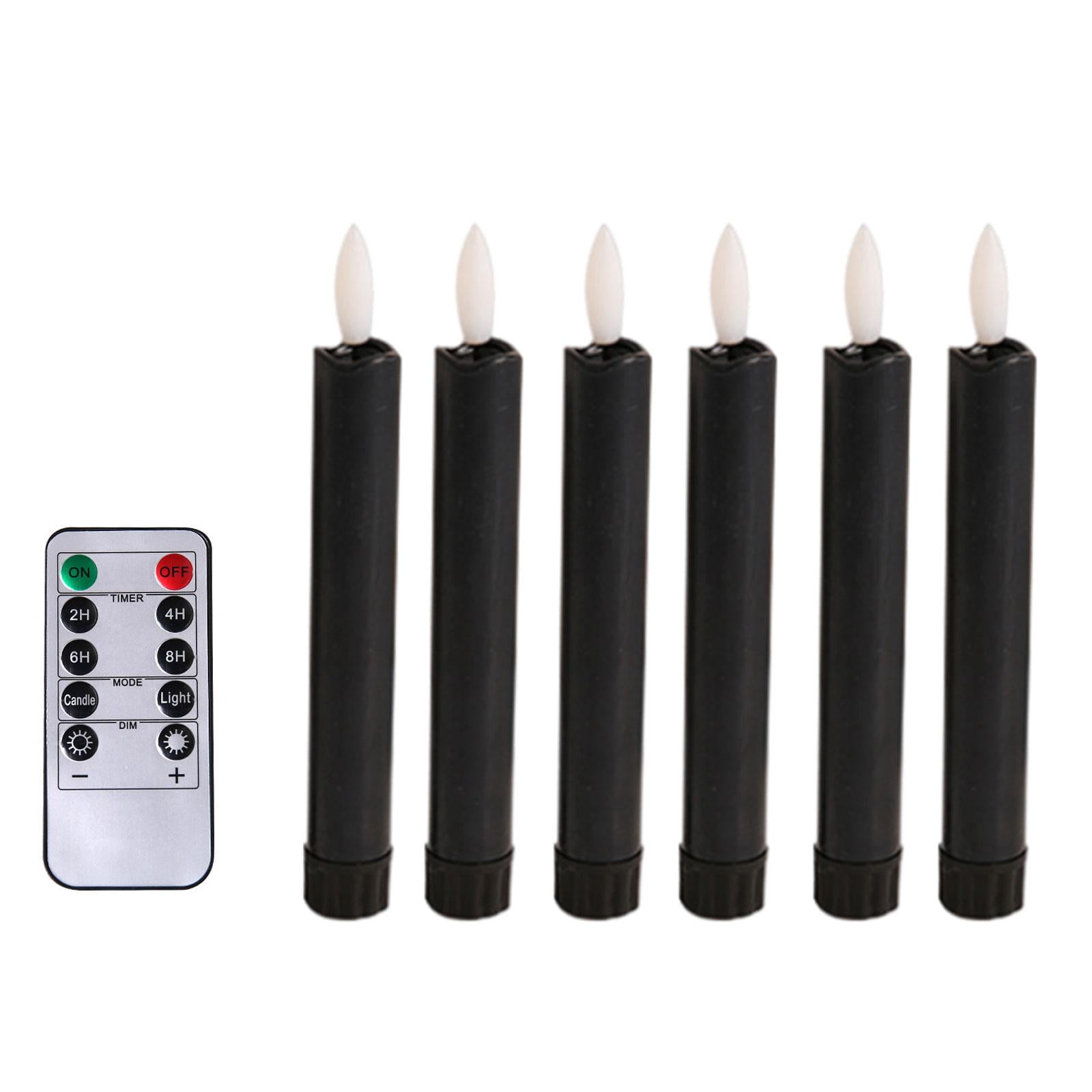 yuksok 6Pcs LED Pillar Candles Window Candles Light Tea Lights Flameless Flicker Taper Candles for Table Office Halloween Valentine's Day Wedding , black
