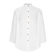 thumbnail image 4 of Timegard Chemises pour Femmes en Coton et Lin à Boutons, Col à Revers, Blouse à Manches 3/4, Hauts d'Automne avec Poches, 4 of 5