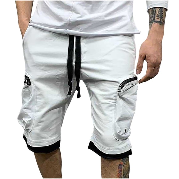 FcBaudy Mens Shorts, Shorts Men Men's Casual Solid Color Casual Drawstring Pockets Elastic Sports Shorts Men Pants
