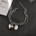 thumbnail image 4 of Bracelets 2 Heart Round Piece Double Layer 925 Silver for Girlfriends Modern Design with Personality String Female Jewelry, 4 of 6