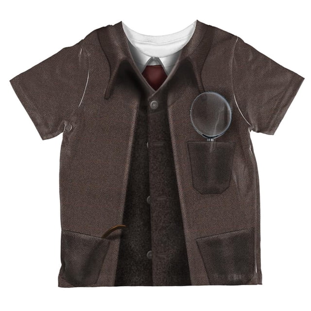 T-shirt pour Tout-Petit à Imprimé Intégral de Costume d'Halloween Sherlock Holmes