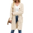 thumbnail image 2 of FOCUSNORM Cardigan pour Femme Juniors, Pull-Over à Manches Longues Uni avec Poches, 2 of 5