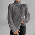 thumbnail image 2 of Yuyuzo Womens Winter Fall Sweater Solid Color Turtleneck Cable Knit Long Sleeve Sweaters Pullover Tops, 2 of 6