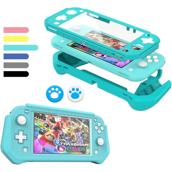 XIHAMA Switch Lite Case Protective Case for Nintendo Switch Lite, Case Compatible with Nintendo Switch Lite Hand Grip Case with Detachable TPU+Built-in PC Screen Protector & 2 x Thumb Grip Caps
