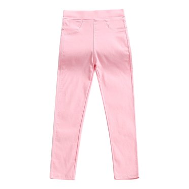 Cameland 3T-10Y Toddler Baby Girls Straight Leg Trousers Elasticated Waist Solid Color Pants With Pocket Fall Winter Skinny Pants For Kids