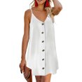 thumbnail image 2 of Fridja Robe Courte Sans Manches à Bretelles Col en V Couleur Unie pour Femme, 2 of 7