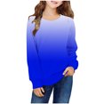 thumbnail image 2 of Yanlir Chandail Molletonné Surdimensionné pour Filles, Mode Enfants, Printemps Automne, Chandails Molletonnés, Col Rond, Manches Longues, Chandail Décontracté Ample, Hauts à Enfiler, 1-12 Ans (Bleu, 5 Ans), 2 of 6