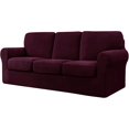 thumbnail image 1 of Set of 7 Stretch Check Spandex Jacquard Sofa Covers (Large, Deep Magenta), 1 of 6