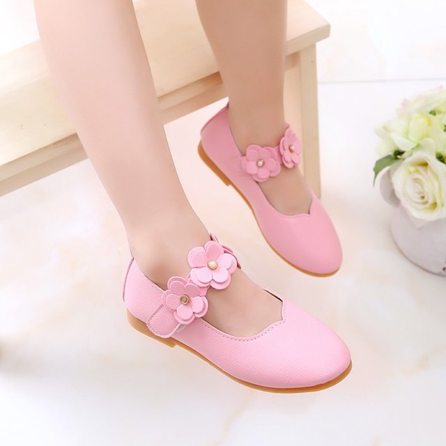 Children Kid Baby Girls Solid Flower Student Single Soft Dance Princess Shoes