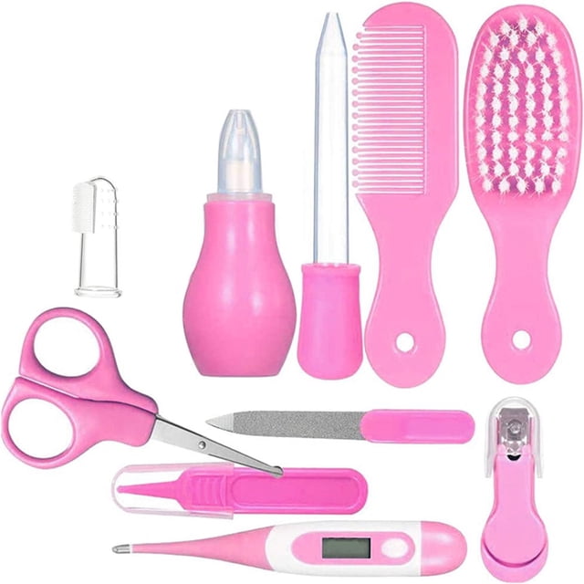 YOPTOP 10 Pcs/Set Baby Care Products Portable Health Kit for Baby Care Keep Healthy and Clean Baby Supplies Pink