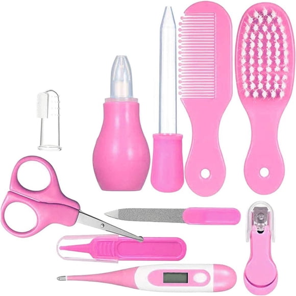 HLONK 10 Pcs/Set Baby Care Products Portable Infant Health Kit for Baby Care Keep Healthy and Clean Baby Supplies Pink