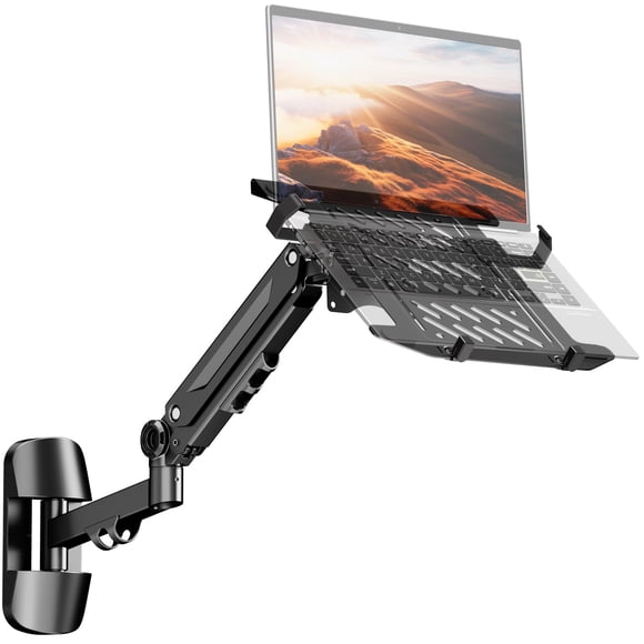 PUTORSEN Laptop Wall Mount, 2-in-1 Monitor Wall Mount for 10-17'' Notebook & 17-40" Screen, Full Motion Adjustable with Laptop Tray, Holds 2.2-26.4 lbs, VESA 75/100mm (Bl