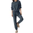 thumbnail image 1 of cfhntfmh Ensembles Grande Taille pour Femmes Chandail à Col Rond Extensible Doux à Manches Longues Pantalon de Jogging Chaud d'Hiver Ensembles de Survêtement, 1 of 6