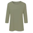 thumbnail image 4 of Été Femmes 3 Manches Longues Femmes Chandail de Course 4 Manches Col Rond Chandails à Manches Longues Haut Ample Imprimé Floral sous Sarrau Femmes Chandails à Manches Longues T-Shirts Tunique Décontractée en Lin T-Shirt Blouse, 4 of 4