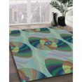 thumbnail image 3 of Ahgly Company Tapis d'Intérieur Ronds Transitionnels Gris Gray Lavables à la Machine, 4 Pieds Rond, 3 of 7