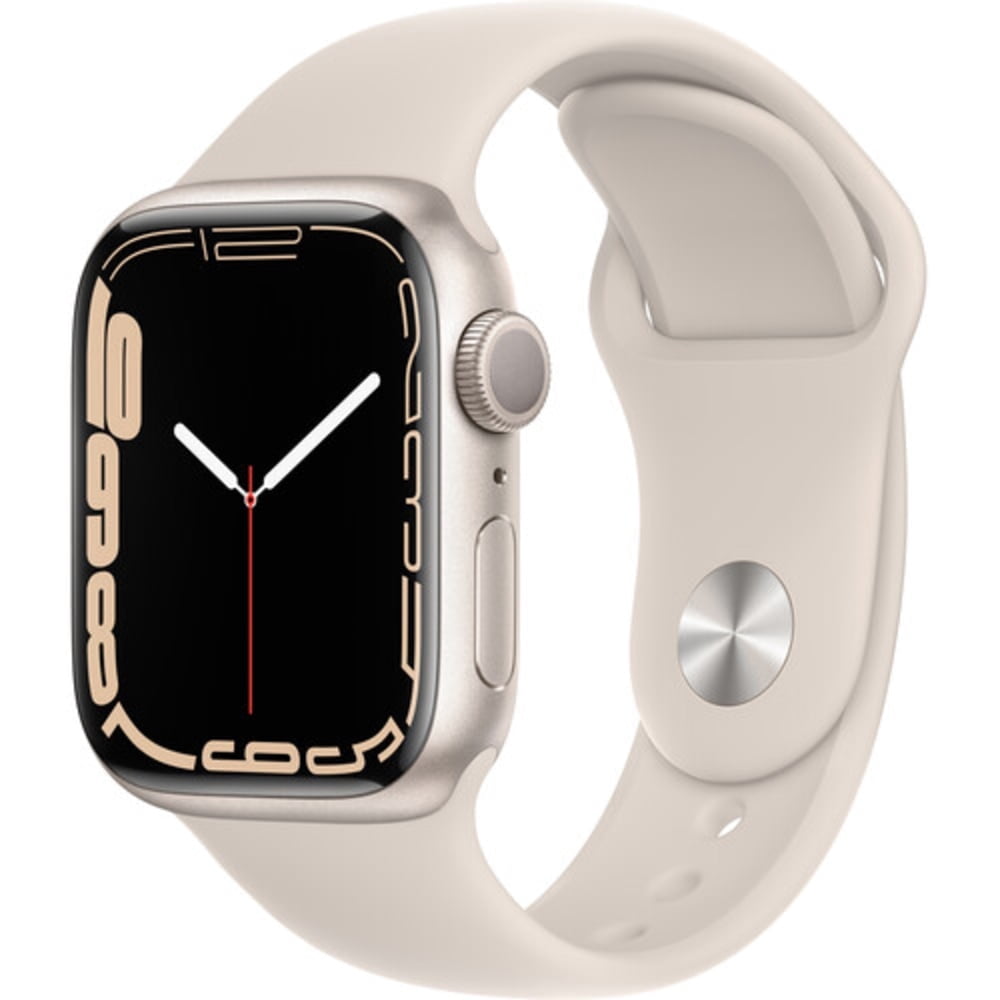 Restored Apple Watch Series 7 45mm GPS Starlight Aluminum Case - Starlight Sport Band (Refurbished)