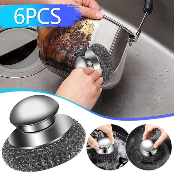 Laine d'Acier 2025 Laine d'Acier Inoxydable avec 5 Pcs Tampons de Rechange Tampons de Laine d'Acier Détachables pour Nettoyer la Vaisselle Casseroles en Fer Cuisinières Laver Évier, Czzoypi 2025 Laine d'Acier 2025 Acier Inoxydable