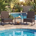 thumbnail image 1 of Costway 3 Piece Patio Rocking Bistro Set, 2 Rattan Armchairs with 2-Tier Side Table Mix Brown + Gray, 1 of 10