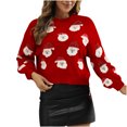 thumbnail image 2 of TIMIFIS Chandails de Noël Laids pour Femmes Automne Manches Longues Chandail à Col Rond Imprimé Père Noël Hauts Décontractés d'Hiver Chandail Extensible, 2 of 3