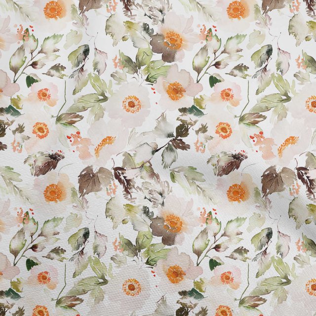 oneOone Rayon Orange Fabric Florals Sewing Material Print Fabric By The Yard 56 Inch Wide
