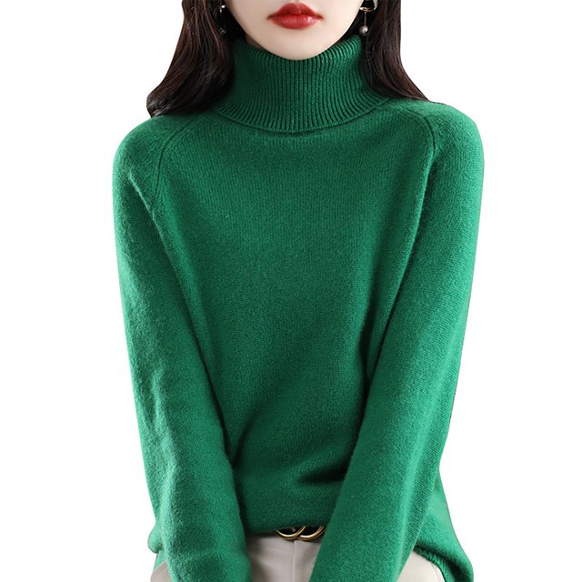 IMENGL Wool sweater turtleneck first line, Green M, Size M-2XL