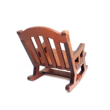 Workhe Fauteuil Berçant en Bois 1:12 Maison de Poupée mini Chaise Berçante en Bois Chaise Miniature Mobilier Modèle Maison de Poupée Jouet Cadeau
