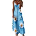 thumbnail image 2 of Lenago Robes Grande Taille pour Femmes 2023 Mode Femmes Robe Longue à Bretelles Taille Mi-Haute Col en V Sans Manches Rayée Imprimée Slim Plage Robes d'Été Plage en Liquidation, 2 of 5