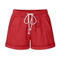 thumbnail image 1 of Dealovy Womens Cotton Linen Shorts Drawstring High Rise Solid Color Summer Lighjtweight Beach Shorts, 1 of 6