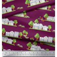 thumbnail image 3 of Soimoi Satin Silk Fabric Vehicles,Tree & Shops Architectural Print Fabric by the Yard 42 Inch Wide, 3 of 3