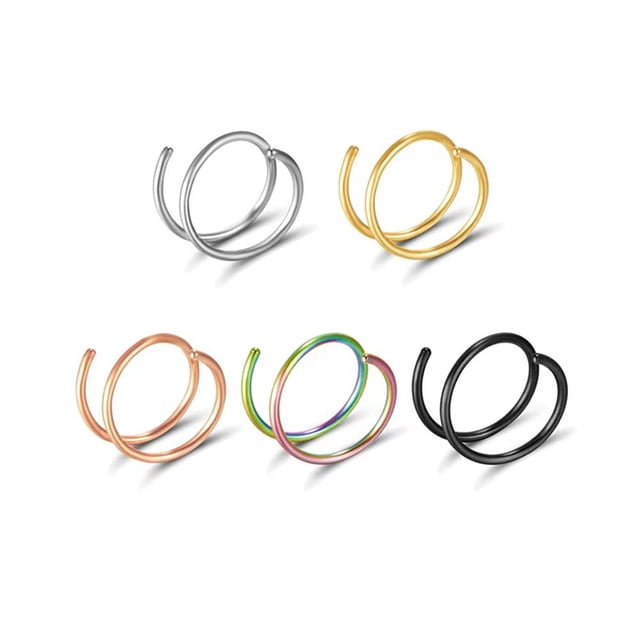 Hearth & Gear Nose Hoop Ring For Piercing Nose Hoop, Nose Ring Hoop For Women, Spiral Nose Hoop For Girls, Nostril Piercing Jewelry 14 Gauge Ring Initial Nose Ring Jewelry 16 Nose Rings in One 4mm