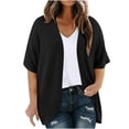 thumbnail image 1 of Plebaso Womens Plus Size Cardigan Short Sleeve Summer Cardigans Open Front Casual Blouses with Pockets, 1 of 7