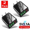 thumbnail image 1 of Chargeur Mural à Chargement Rapide à 3 Ports QC 3.0 USB + Affichage Numérique LED(2 PACK), 1 of 9
