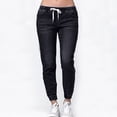 thumbnail image 3 of Teissuly Jeans pour Femmes Élastiques Plus Amples Décontractés à Cordon Plus Raccourcis, Taille P-5TG, 3 of 5