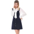 thumbnail image 3 of INSPIRE CHIC Robe Salopette Tablier Trapèze en Velours Côtelé à Bretelles pour Femme, 3 of 6