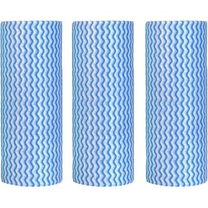 PinesC Disposable Cleaning Cloth Washing Cloth for Kitchen,Multipurpose Dish Paper Towels, Reusable Household Cleaning Towel, 50 Sheets/Roll, 3Roll, Blue Blue 3rolls