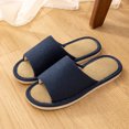 thumbnail image 3 of Xfvqtps Men House Slippers Linen Flax Insole Memory Foam Soft Sole Non Slip Slide Bedroom Indoor Slippers Blue, 3 of 5