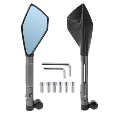 Unique Bargains Rétroviseurs de Moto Rétroviseur Latéral Réglable en Alliage d'Aluminium 1 Ensemble Ton Titane Noir M8/M10 Forme Prismatique