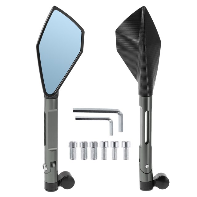 Unique Bargains Motorcycle Rear View Mirrors Side Rearview Mirror Adjustable Aluminum Alloy 1 Set Black Titanium Tone M8/M10 Prismatic Shape