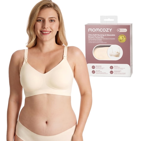 Momcozy Soutien-Gorge d’Allaitement Sans Couture FB081 Crème Taille M Amande