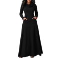 thumbnail image 1 of ZANZEA Robe Longue Unie pour Femmes, Soirée, Nœud, Manches Longues, Poches, 1 of 6