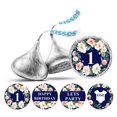 thumbnail image 1 of Darling Souvenir Party Favor Floral Border 1st Birthday Theme Stickers Labels 190 Pcs-Navy Blue, 1 of 2