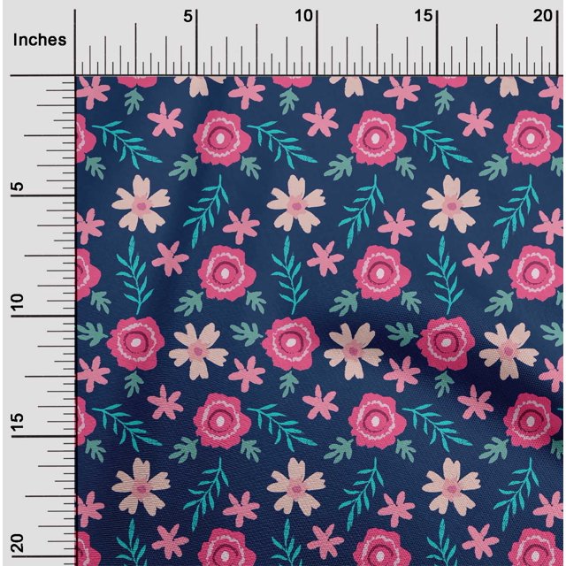 oneOone Polyester Lycra Fabric Leaves & Floral Artistic Decor Fabric Printed BTY 56 Inch Wide