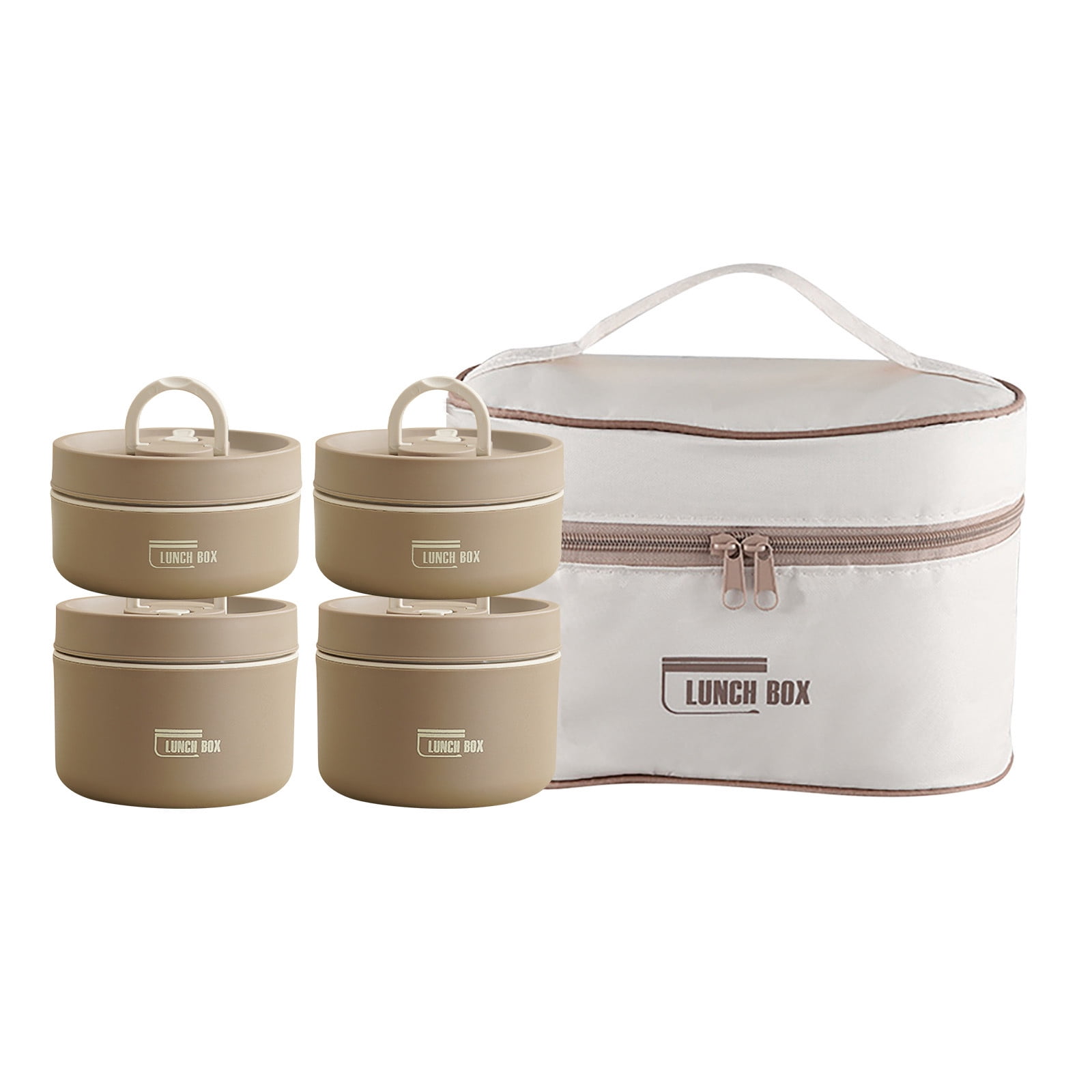 Renjiang Bento Box Adult Lunch Box, Portable Insulated Lunch Container with Bag, Leakproof Stainless Steel Food Container, Keep Food Warm Thermal Lunch Box To Work Picnic, Microwave Safe Brown 70oz