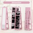 thumbnail image 3 of Costway 360° Rotatable Jewelry Cabinet Armoire 2-in-1 Lockable Mirrored Pink, 3 of 9