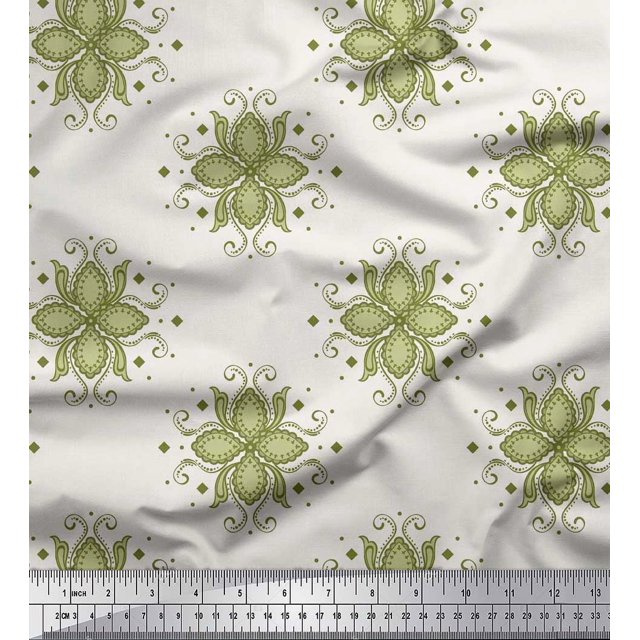 Soimoi Moss Georgette Fabric Flower Artistic Print Sewing Fabric Yard 42 Inch Wide