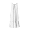 thumbnail image 4 of zanvin Robes boho pour Femmes, Robe Maxi d'Été pour Femmes Décontractée boho Sans Manches à Bretelles Spaghetti, Smockée, à Étages, Longue, de Plage, Soleil, pour Invitée de Mariage, Blanc, 4 of 4