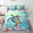 thumbnail image 1 of YST Sea Turtle Bedding Sets Full,Teal Tortoise 7 Pcs Comforter Set for Kids Boys Girls,Turtle Shell Bed in a Bag with Geometry Stripe Bed Set,Cartoon Sea Animals Fitted Sheet Bedroom Decor, 1 of 5