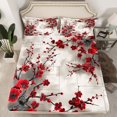 thumbnail image 2 of Erosebridal Ensemble de Draps à Fleurs Rouges Format Grand, Draps à Fleurs Vintage Grand, Ensembles de Draps Grand à Encre Aquarelle, Décoratif et Respirant pour la Chambre, 4 Pcs, 2 of 6