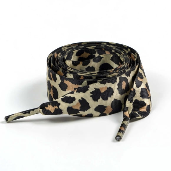 Leopard Print Satin Flat Shoelaces, 0.7in Wide Replacement Shoe Laces